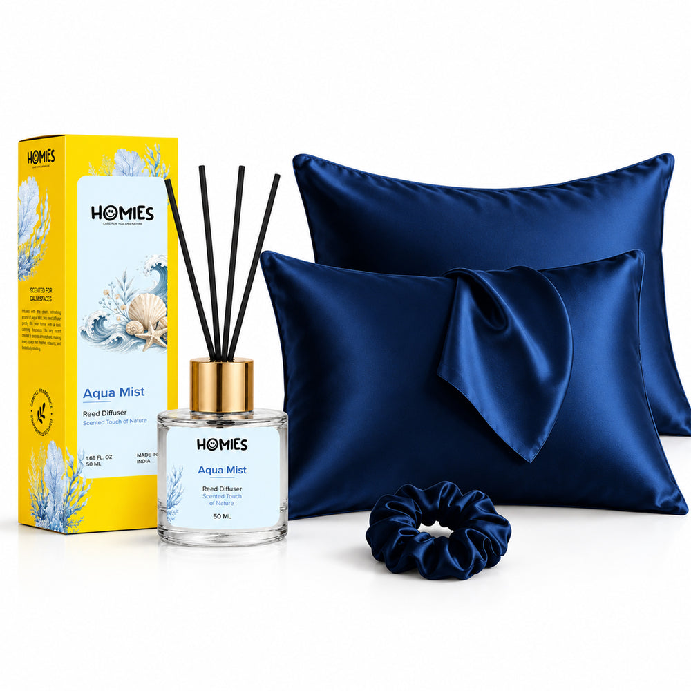 Satin Pillow Cover & Aqua Mist Reed Diffuser Combo
