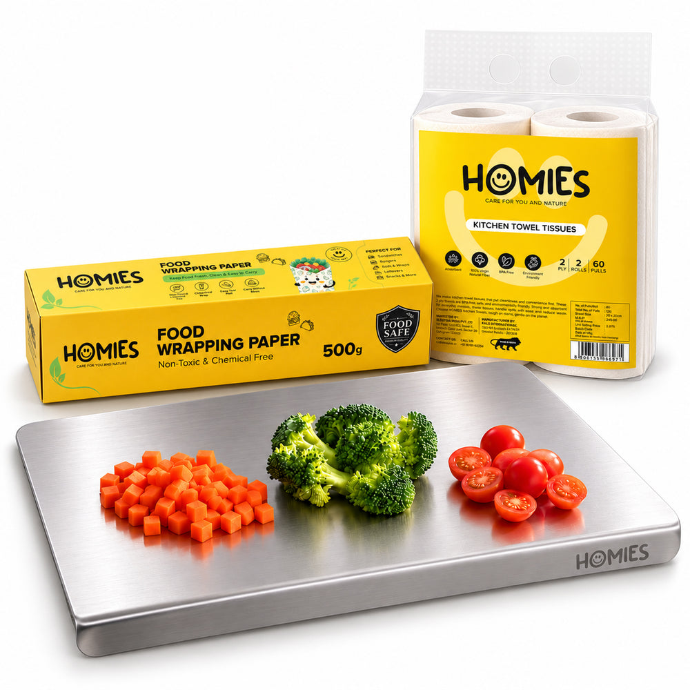 Kitchen Essentials Combo - Chopping Board, Wrap & Towels