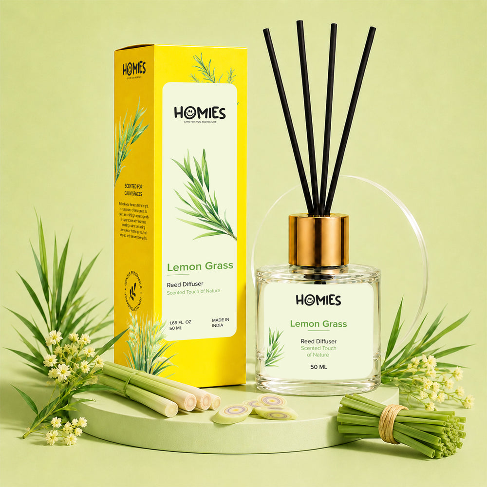 Glass Reed Oil Diffuser Set – Lemongrass Fragrance