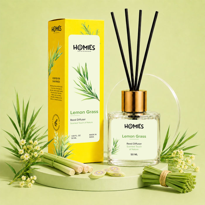 Glass Reed Oil Diffuser Set – Lemongrass Fragrance