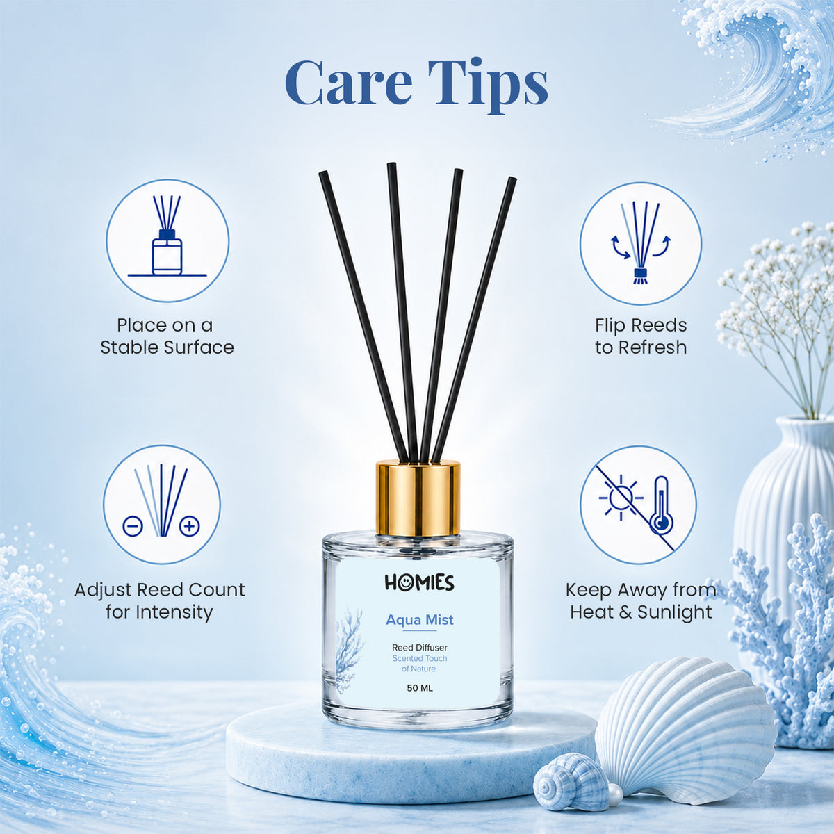 Reed Diffuser – Aqua Mist Home Fragrance Set
